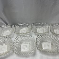 Vintage Square Cut Glass Serving Candy Dish Bowl Lot Of 7 4 Inch