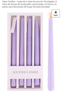 Purple Scented Taper Candles 4-Pack