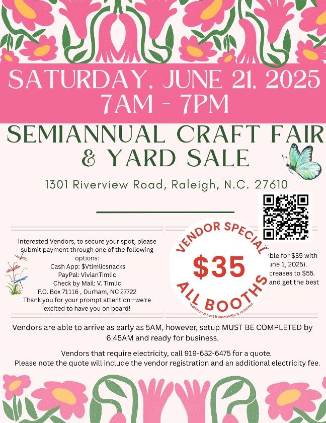 Craft Fair & Yard Sale June 21st Raleigh