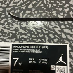 Jordan 3s Lucky Short (og Box) Size 7