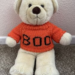 Vintage Halloween Build-a-Bear Stuffed Animal Plush Toy “Boo” Orange Sweater