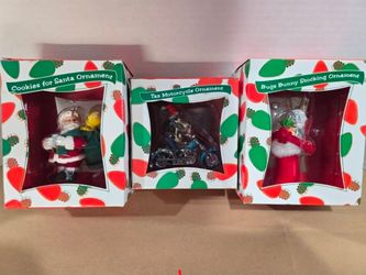 1999 Warner Bro's Studio Taz, Bugs Bunny & Santa VTG Ornaments - Lot of 3 GUC