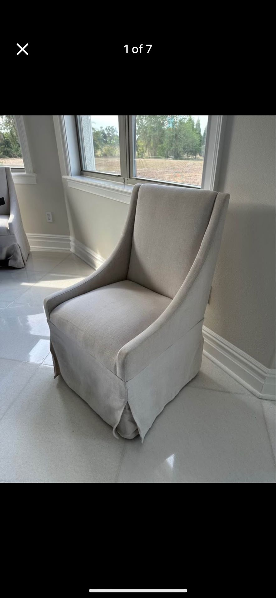 Linen Upholstered Rolling Dining Chairs 
