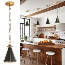 2 Pack Mini Black Gold Pendant Light Small Metal Pendant Light