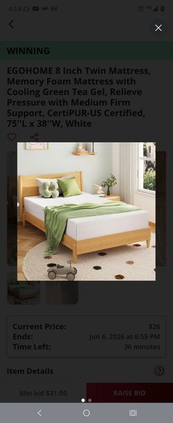8 in green tea memory foam twin mattress