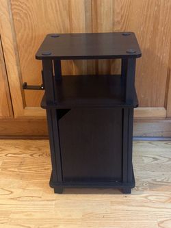Black Furinno 3-Tier End Table with Storage Cabinet