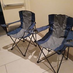 Folding Camp Chairs with Cup Holders – Set of 2