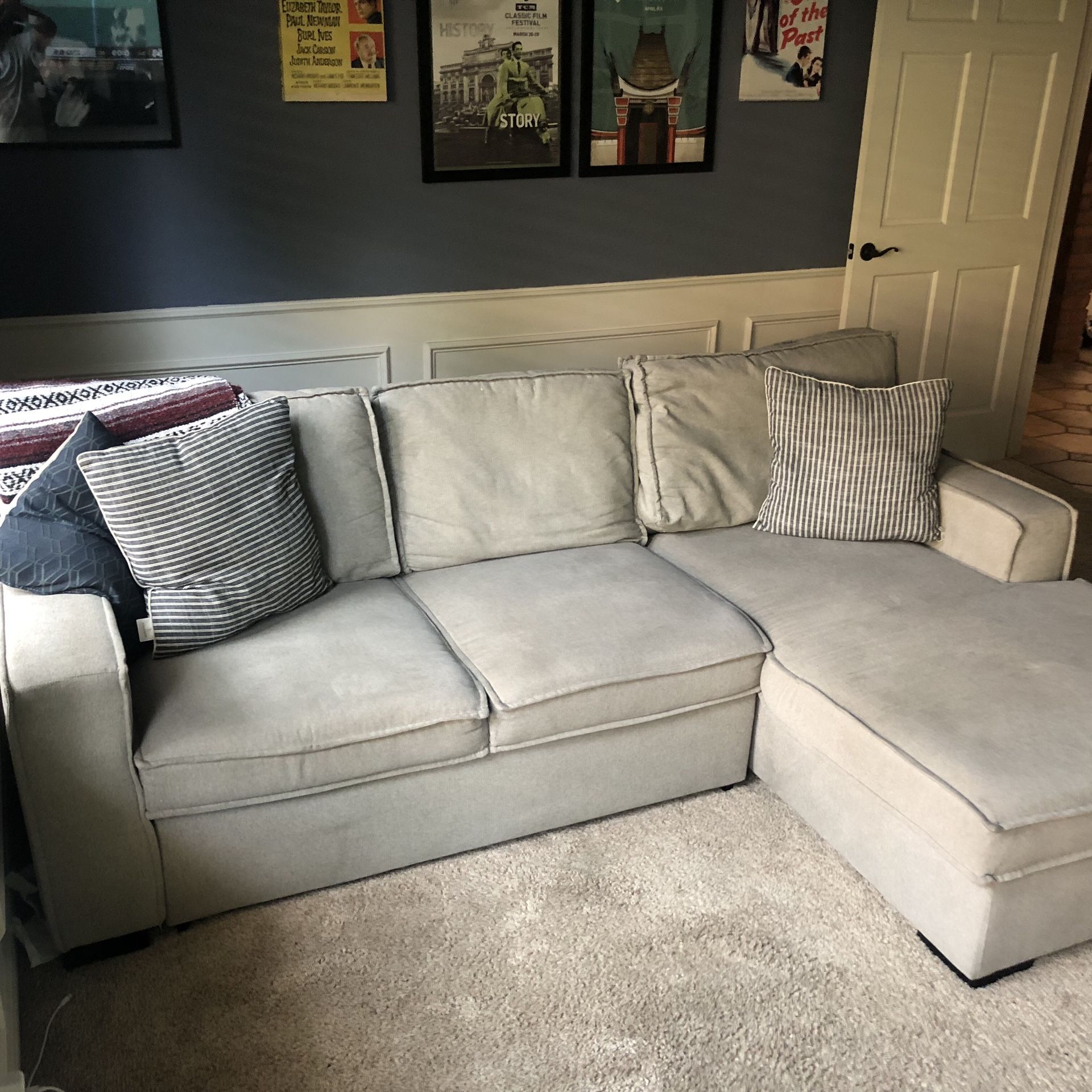 Couch- Pulls Out To Bed/lounger - W/ Storage 