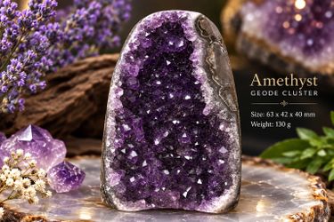 Natural Amethyst Geode 130g / 4.59oz Crystal Cluster Druzy Quartz Freeform 63mm