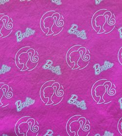 Pink Fabric Barbie Girl Head Toss Mattel Premium 100% Cotton 2 yd x 44”