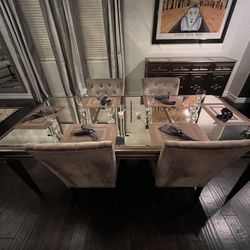 Z Gallerie Mirror Top Dining Table 4 Chairs And Hutch