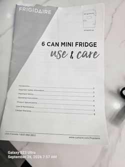 Frigidaire 6 can mini fridge