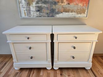 White 2-Drawer Nightstands – Pair