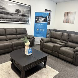 2pc Sofa & Loveseat Recliner Set - Fast Approvals 