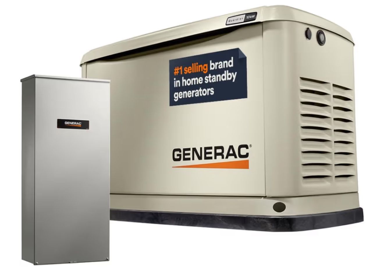 Generac Guardian 10kW Home Standby Generator with 100 Amp Transfer Switch - Automatic Whole House Backup Power for Storms, Emergencies, and Outages, W