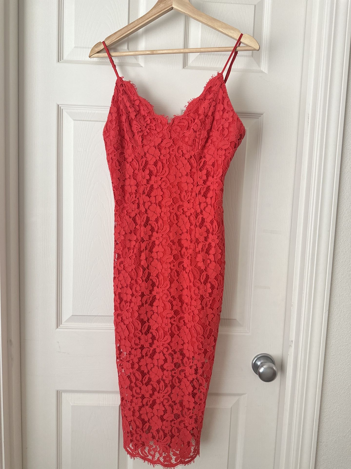 Red Lace Midi Dress Size S