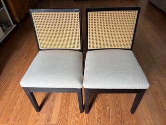 Set of 2 Cane Back Dining Chairs
