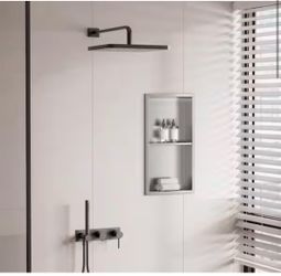 Yuaris Waterproof Recessed Shower Niche Shelf 12x24 Recessed Shelf Brushed Nickel
