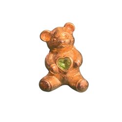 Avon Vintage Gold-Tone Teddy Bear August Peridot Heart Rhinestone Birthstone Pin