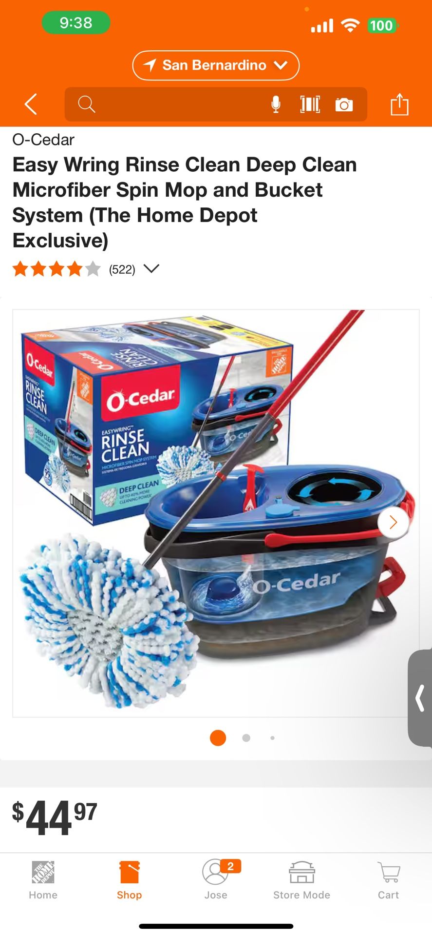 O-Cedar Easy Wring Rinse Clean Deep Clean Microfiber Spin Mop and Bucket System (The Home Depot Exclusive)