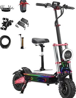 Super Large Electric Scooter For Adults 6000+W Dual Motor,Up to 55 mph, 75 Miles Range，60V/38Ah Battery，Fast Electric Scooter 11" All Terrain Tires Up
