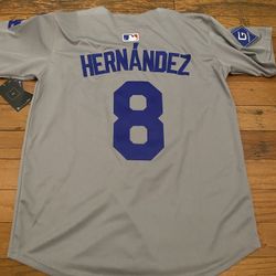 Kike Hernandez Grey White Blue World Series Dodgers Men Jersey