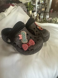 Gray sparkle Toddler Crocs