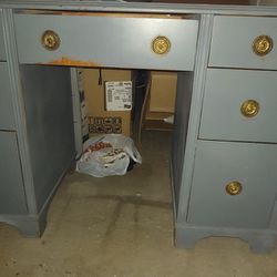 Old Blue Wooden Desk