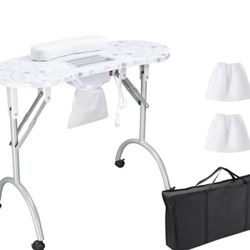 Rolling Manicure Table Cosmetology Case On Wheels.