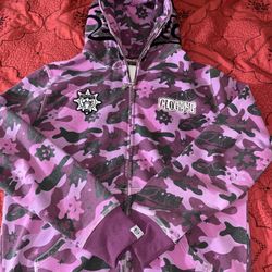 GloGang The Glory Zip Up Hoodie (Purple Wash Camo)