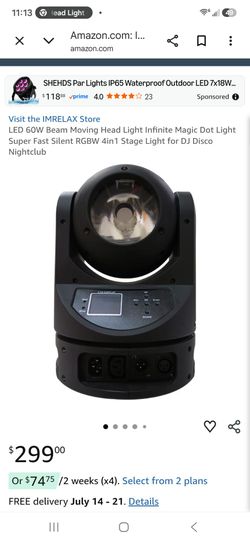 LED 60W Beam Moving Head Light Infinite Magic Dot Light Super Fast Silent RGBW 4in1 Stage Light for DJ Disco Nightclub