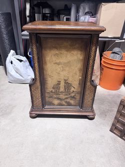 vintage safari-style nightstand/cabinet