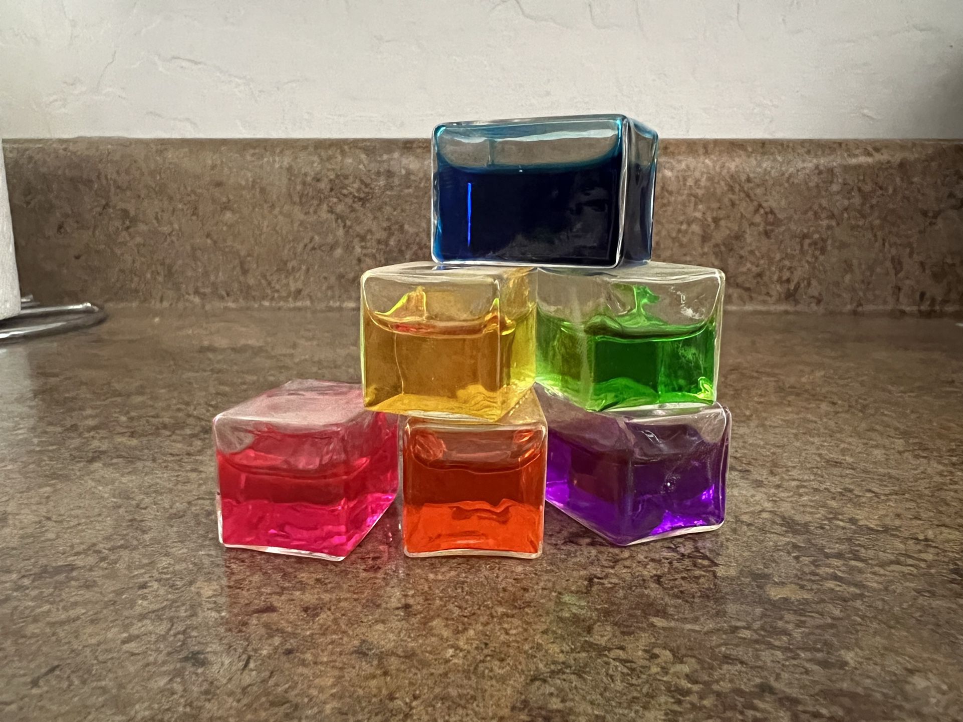 Freezable Reusable Glass Ice Cubes  (x6)