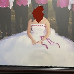 White & Pink Quinceañera Dress