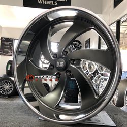 24x9 24x10 DESPERADO 6 - U133 FINISH: ANTHRACITE & MILLED W/ DIAMOND CUT LIP. DIRECT BOLT ON. 6 Lug IN STOCK. Central Tires 