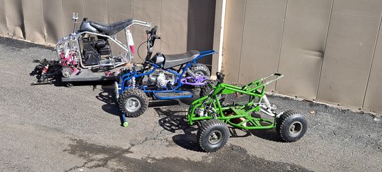 3 Sizes Of Mini Quads Atv In Various Stahes Of Rebuild Will Sell As Is