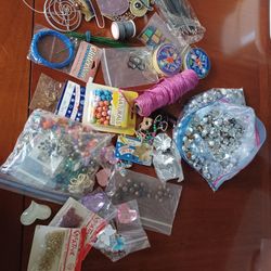 Large Lot Craft Beads Findings Rhinestones Wire More
