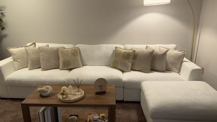 White Couch With Ottoman 