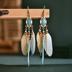 Feather Dangle Hook Earrings 