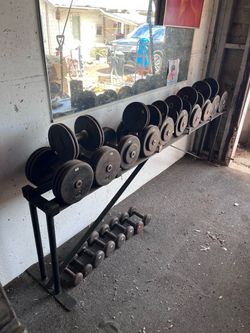 Weightlifting equipment, Free weight dumbbells flat discs Weightlifting equipment, Free weight dumbbells flat discs