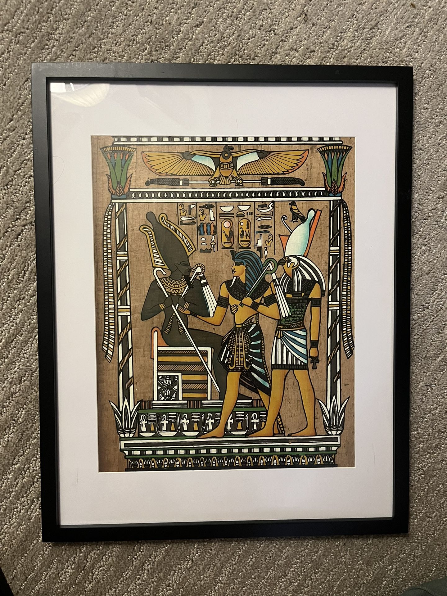 Framed Egyptian Painting on Papyrus