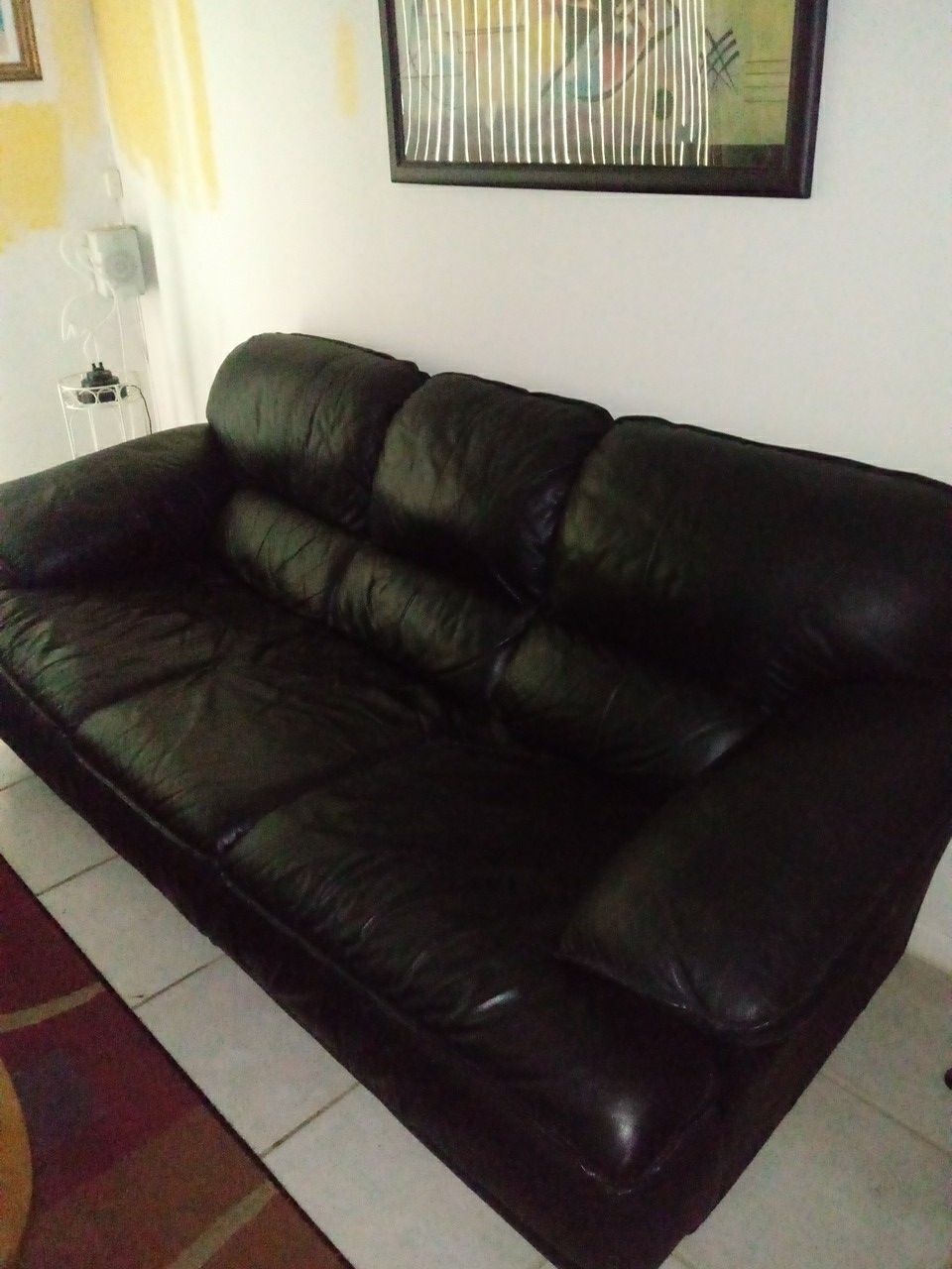 Black Italian leather sofa