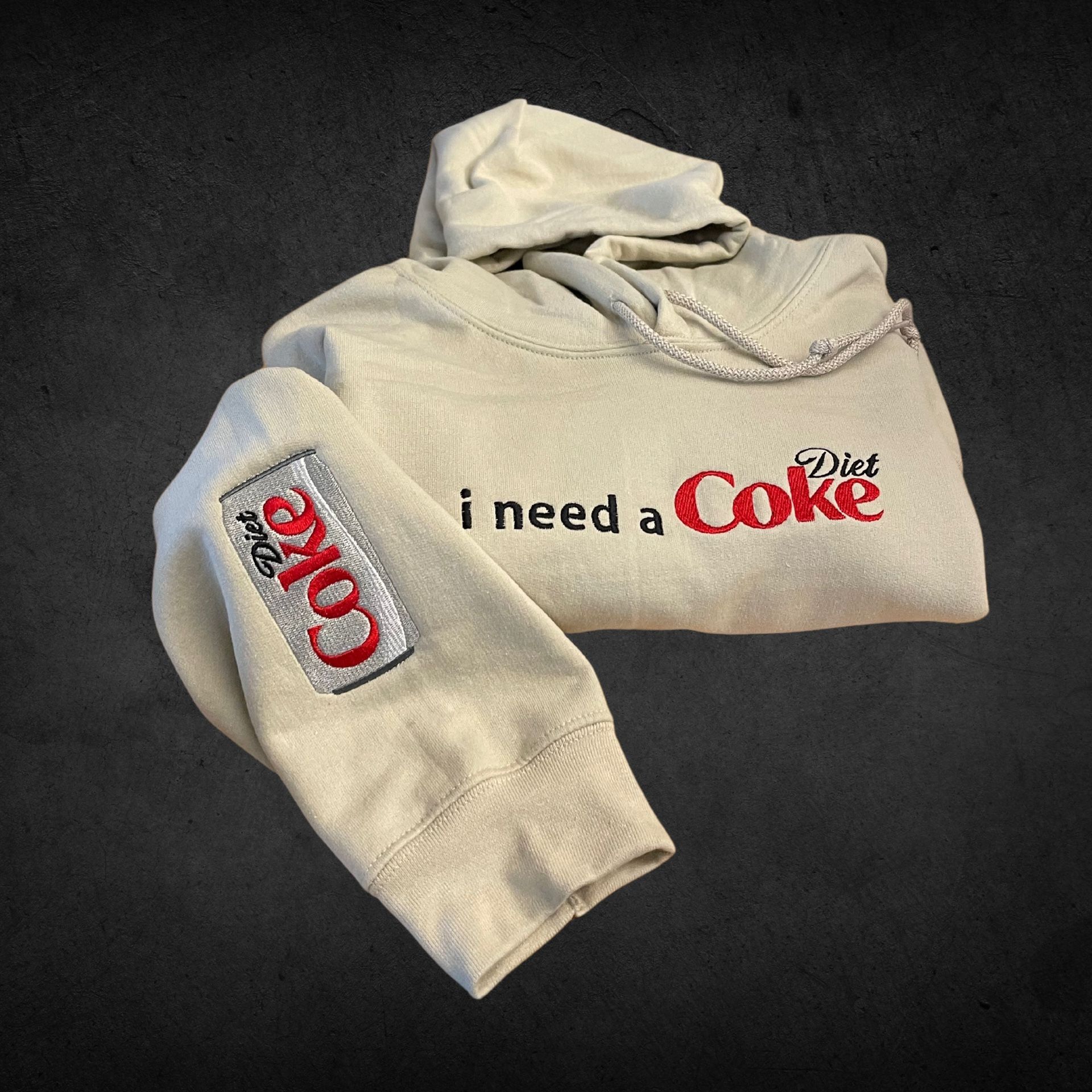 Diet Coke, Soda Can Inspired Sweatshirt Hoodie, Embroidered Gifts For Him Or Her, Cozy Sweater, Handmade