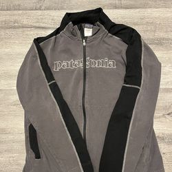 PATAGONIA jacket Mens Large Gray Full Zip Sweater Long Sleeve Organic Cotton