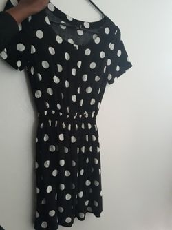 H&M short black polka dot dress