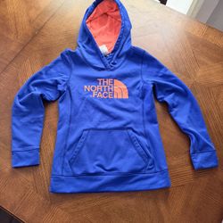 the north face hoodie blue & orange 
