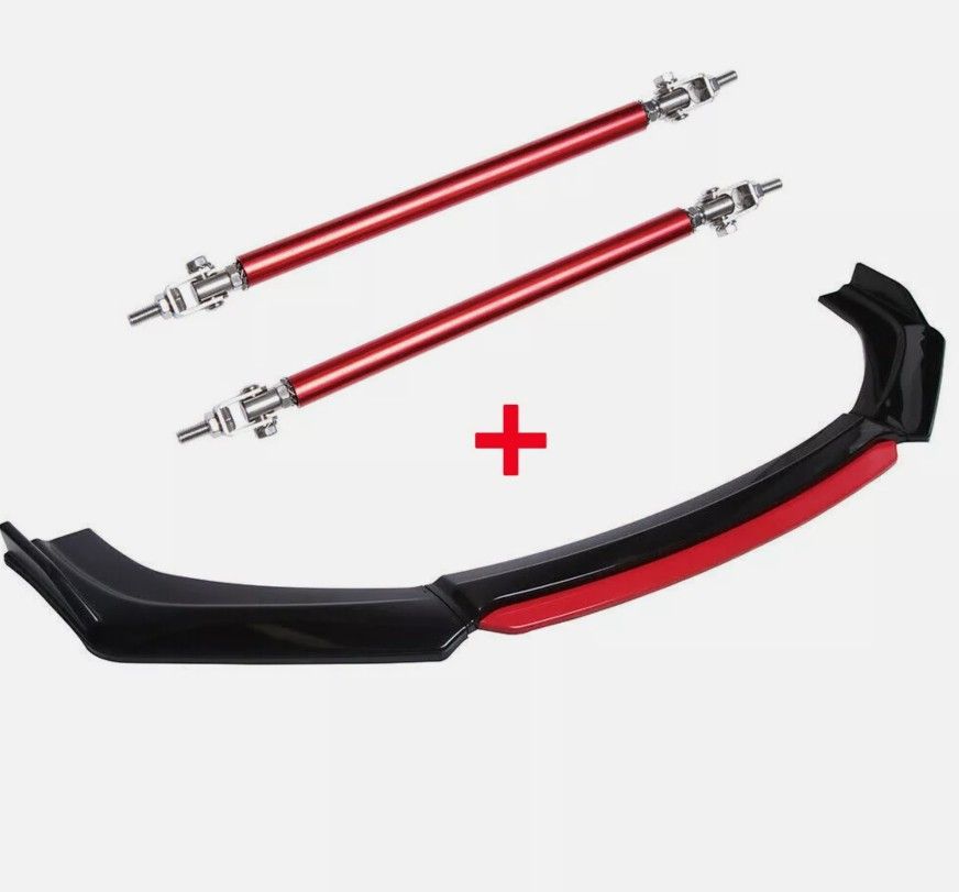 Dodge Charger SRT RT SXT Red Front Bumper Lip Spoiler Splitter + Strut Rods