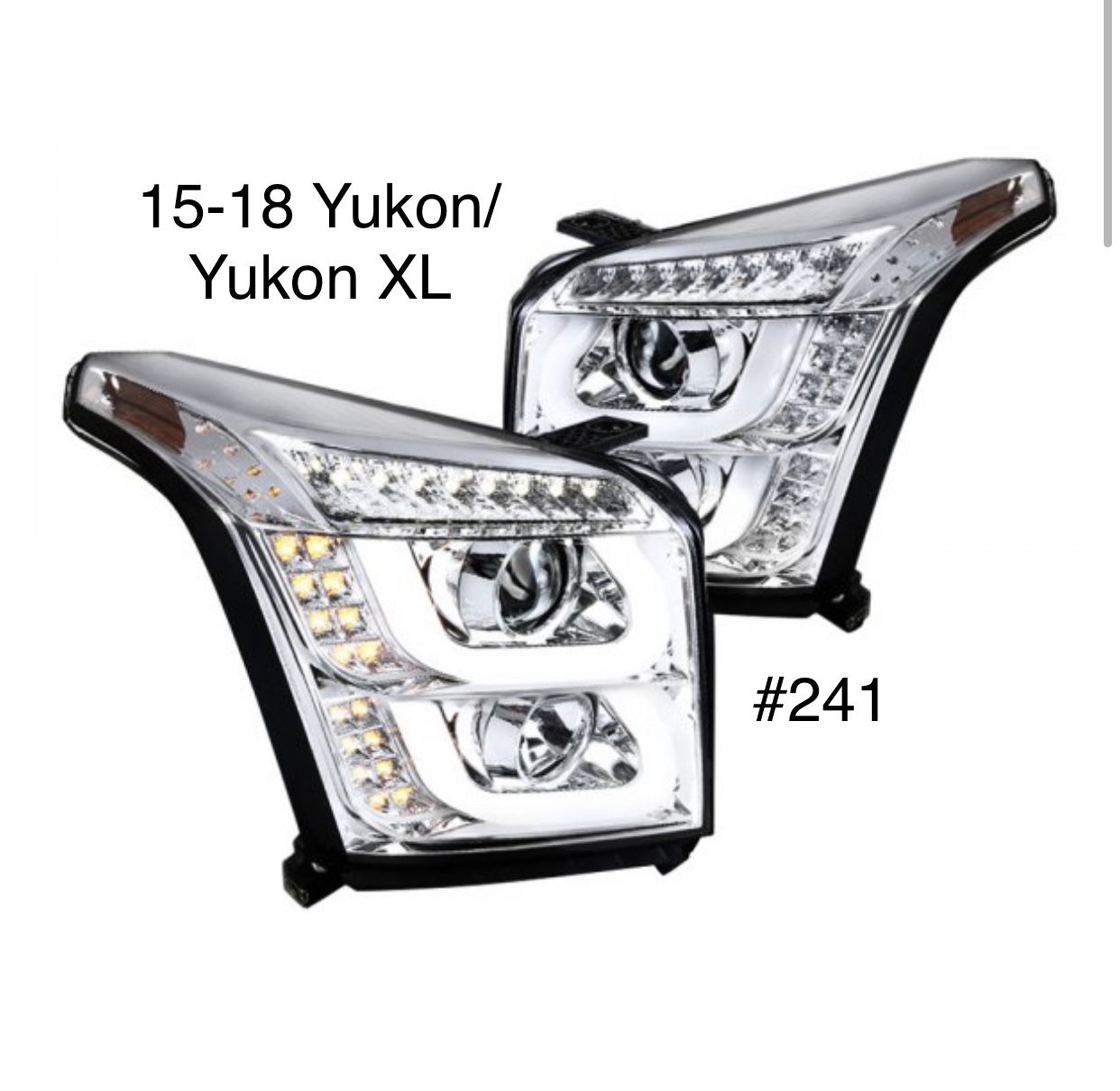 2015 To 2020 GMC Yukon / Yukon XL LED Dual Halo Projector Headlights - Chrome