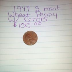 1947 S Mint W Errors Wheat Penny