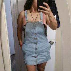 Forever 21 Denim Overalls Dress S/Vestido Overol